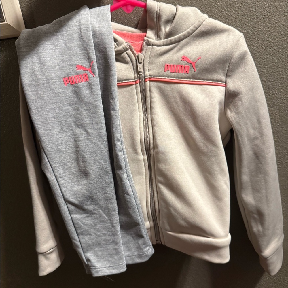 Puma Kids' Cream and Pink Hoodie Set